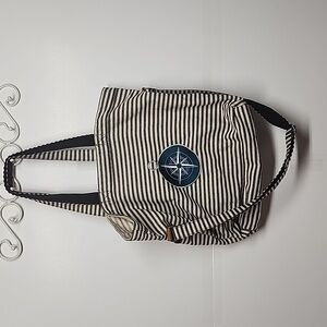 Thirsty-one Retro Metro large striped tote bag 4 straps. Trendy,  boho, unisex.